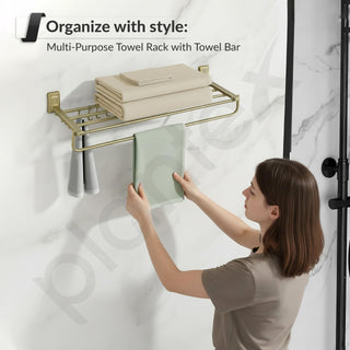 Plantex 304 Grade Stainless Steel 24 inch Towel Rack/Towel Bar/Towel Hanger/Towel Storage for Bathroom - Crystal (Brass Antique)
