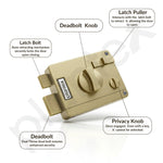 Plantex Heavy Duty Night Latch Door Lock with Key & Knob for Main Door/Inside Opening for Home,Hotel,Office - Pack of 1 (Brass Antique)