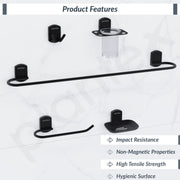 Plantex Parv 304 Grade Stainless Steel Towel Rod for Bathroom/Soap Holder/Napkin Ring/Tumbler Holder/Robe Hook/Bathroom Accessories - Black
