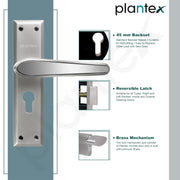 Plantex Heavy-Duty Door Lock Set - Main Door Lock Plate Handle Set/6-Lever Mechanism Mortise Locks with 3 Keys/Brass Locks Body & Cylinder (PTP-09-Satin & CP)