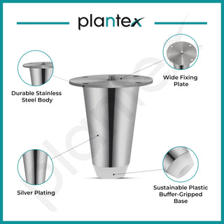 Plantex 3 inch Sofa Legs for Bed/Sofa Legs for Table/Sofa Support Legs with Rubber Grip(Set of 6 pcs) Chrome