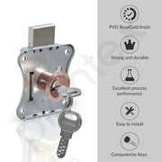 Plantex Drawer Lock/20mm Brass Lock for Cupboard/Multipurpose Cupboard Lock with Key for Home/Office - Pack of 4 (Rose Gold)