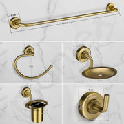 Plantex 304 Grade Stainless Steel Bathroom Accessories Set of 5 - Towel Rod/Hand Napkin Hanger for Wash Basin/Soap Case/Toothbrush Holder/Robe Hook - Daizy (Brass Antique)