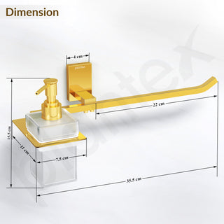 Plantex 304 Grade Stainless Steel Liquid Soap Dispenser with Napkin Ring/Shampoo Dispenser/Towel Ring for Bathroom/Bathroom Accessories - Pack of 1 (Crystal, PVD Gold)