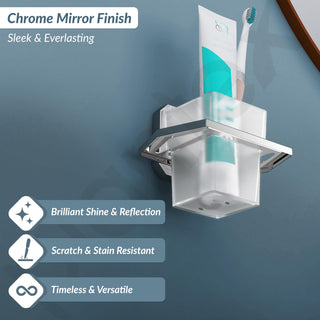 Plantex 304 Grade Stainless Stee Tumbler Holder/Tooth Brush Holder/Bathroom Accessories Pack of 1, Cute (Chrome)
