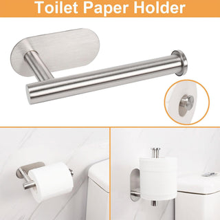 Plantex Stainless Steel Self Adhesive 16 inch Towel Holder/Napkin Holder/Paper Holder/Robe Hook for Bathroom/Bathroom Accessories - Combo -(Matt, Pack of 2)