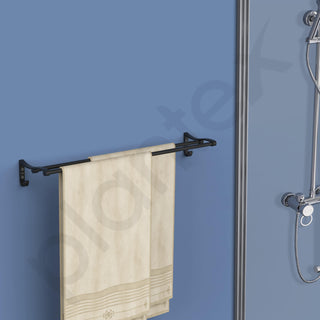 Plantex Stainless Steel Towel Hanger for Bathroom/Dual Towel Rod/Bar/Bathroom Accessories(24 Inch-Black-1007)