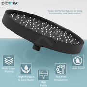 Plantex ABS Round Shower Head with LED/360Â° Rotatable Rain Shower Head for bathroom/Pressurized Shower Head/Hand shower head for bathroom/Showers for bathroom-(Black)