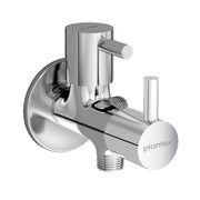 Plantex Brass Spindle 2 Way Angle Valve with Wall Flange and Teflon Tape/Angle Cocke for Bathroom/Water Tap-(Mks-1276-Chrome)