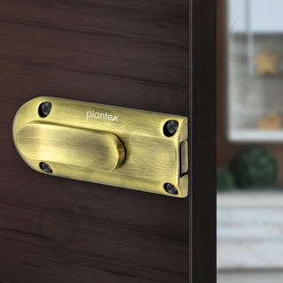 Plantex Door Stopper/Door Latch for Main Door/Baby Latch for Bathroom/Door Lock for Home and Office Doors - Pack of 3 (Brass Antique)