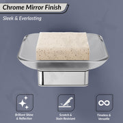 Plantex Stainless Steel Glass Soap Holder for Bathroom/Soap Dish/Soap Case/Soap Stand for Kitchen/Bathroom Accessories - Pack of 1 (Aqua, Chrome)