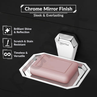 Plantex Soap Holder for Bathroom/304 Grade Stainless Steel Soap Case/Single Soap Dish/Soap Stand/Bathroom Accessories - Pack of 1 (PM-2403, Chrome)