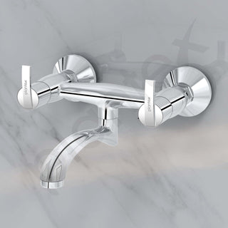 Plantex Pure Brass Wall Mixer Non Telephonic/Mixer Tap for Bathroom with Brass Wall Flange & Teflon Tape/Bathroom Mixer Tap-(AQ-1416-Mirror Chrome)