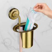 Plantex 304 Grade Stainless Steel Tumbler Holder/Tooth Brush Holder/Bathroom Accessories - Daizy (Antique)