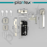 Plantex Triple Security Door Lock for Home/Main Door Lock Set with 3 Years of Warranty/Mortise Lock for Door with Brass Lock Body & Cylinder(7082 - Satin White & Chrome)