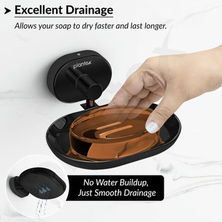 Plantex J4 Stainless Steel Wall Mounted Soap Holder for Bathroom/Soap Holder for Kitchen/Soap Stand for Bathroom/Bathroom Accessories (PVD Black Finish) Onix
