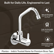 Plantex Pure Brass Kitchen Sink Tap with 360Ã‚Â° Extended Swivel Spout/Basin Tap with Water Saving Aerator/Sink Tap for Kitchen Basin with Brass Wall Flange-7 Year Warranty (FLO-810- Chrome)