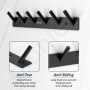 Plantex Wall Hooks for Hanging Cloth/Stainless Steel Towel Hangers/Bathroom Robe Hooks/Door Hangers/Round Wall Hook/Hook Rail for Hanging Keys - 6 Hooks (Pack of 3,  Z-Black)