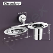 Plantex Stainless Steel Soap Dish with Tumbler Holder/Soap Dish with Toothpaste Holder/Soap Holder for Bathroom/Bathroom Accessories (Chrome)