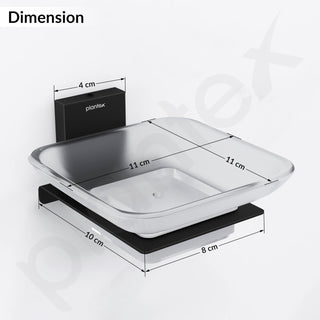 Plantex 304 Grade Stainless Steel Glass Soap Dish/Soap Stand/Wall Mounted Soap Holder/Bathroom Accessories - Crystal (Black)