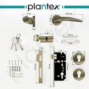 Plantex Door Lock for Home/Main Door Lock Set/Mortise Lock Set with Brass Lock Body & Cylinder & 3 Years of Warranty (7128, Brass Antique)