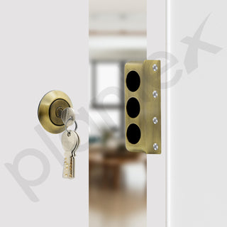 Plantex Heavy Duty Rim Locks for Main Door/Tri Bolt Lock for Main Door with 4 Keys/Suitable for Inside Opening Wooden Door - Pack of 1 (Brass Antique)