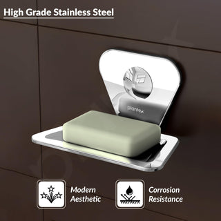 Plantex Pyramid Stainless Steel Soap Dish/Soap Stand/Bathroom Soap Holder/Soap Case Bathroom Accessories (Chrome)