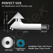 Plantex Pure Brass PRI-302 Bib Cock Tap for Bathroom with Water Saving Aerator/Basin Tap for Bathroom with Brass Wall Flange and Teflon Tape- 7 Year Warranty (Long Body-Chrome)