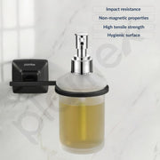 Plantex 304 Grade Stainless Steel Liquid Soap Dispenser/Frosted Glass Shampoo Dispenser/Hand Wash Dispenser/Bathroom Accessories - Squaro (Black)