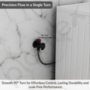Plantex Two Way Tap for Washing Machine/Quarter Turn 2 in 1 Bib Cock/Wash Basin tap with Teflon Tape and Wall Flange/2 Way Bathroom Tap with Brass Spindle - (Black)