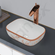 Plantex Table Top Wash Basin for Bathroom/Designer Ceramic Basin/Countertop Vessel Sink Basin - Indo-European Collection (14 x 10 x 5 Inch)