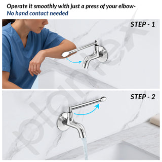 Plantex Lab Bib Cock for Bathroom/Short Body Tap with Wall Flange and Teflone Tap - Pack of 1 (AC04, Chrome)