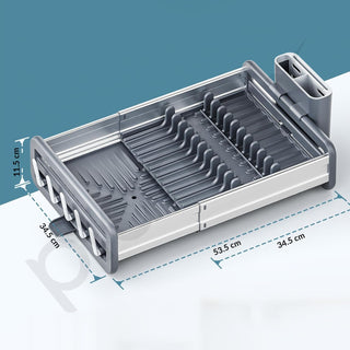 Plantex Kitchen Storage Rack/Aluminium Fold Flat Dish Drying Rack/Household Kitchen Bowls and Plates Organizers/Utensil Storage Holder - (Silver & Grey)