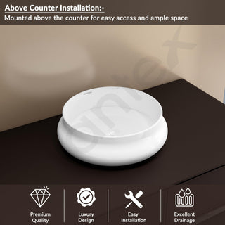 Plantex Ceramic Basin/Countertop Vessel Sink/Tabletop Wash Basin/Washbasin for Bathroom with 10 Years Glaze Warranty by Plantex (White Glossy - 16 x 16 x 5.5 Inch)