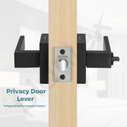 Plantex Brass New Age Bathroom Door Locks/Key-Less Door Lock Set For Bedroom/Balcony/Office/Storeroom - Reversible Design (Black Finish, 30Mm To 50Mm Door Range)