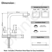 Plantex Kitchen Sink Faucet/Kitchen Tap Handle Brass and Body is 304 Grade Stainless Steel/Double Handle Kitchen Mixer Tap Hot and Cold/360Â° Swivel Spout Sink Taps - (7908, Matt)