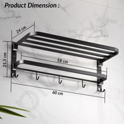 Plantex Towel Rack for Bathroom/Stainless Steel Towel Bar/24 Inch Towel Holder with Towel Rod/Bathroom Accessories - (Black)