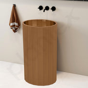 Plantex Stainless Steel Pedestal Wash Basin/Free Standing Round Basin for Bathroom/living Room/Hotel (15 x 15 x 34 Inch - Rose Gold)