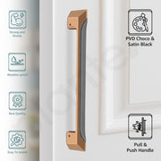 Plantex Mortise Lock/Door Handle for Main Door/Lock with 3 Computerized Keys/Pull-Push Handle for Home/Office/Hotel - Combo (PVD Choco-Satin Black)