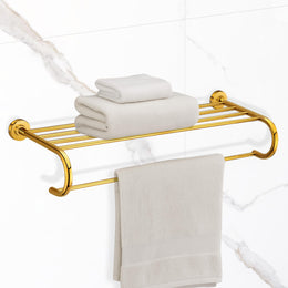 Plantex 304 Grade Stainless Steel 24 inch Towel Rack for Bathroom/Towel Stand/Hanger/Bathroom Accessories - Daizy (Golden)
