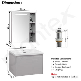 Plantex Vanity for Bathroom/Rectangle Cabinet with Wash Basin and Mirror/Bathroom Organizer for Home - (NZBC-24)