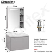 Plantex Vanity for Bathroom/Rectangle Cabinet with Wash Basin and Mirror/Bathroom Organizer for Home - (NZBC-24)