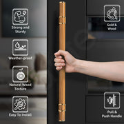 Plantex 18 Inch Main Door Handle/Stainless Steel & Wooden Door Handle/Pull-Push Handle for Door/Office & Hotel - Pack of 1 (DTMD-428, Gold & Wood)
