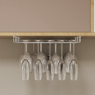 Plantex Wine Glass Rack/Holder Upside Down Glass Hanging Organizer/Glass Hanging Stand For Pubs/Kitchen/Bars (L20 X W13 Inches - Triple Line), Hanging Shelves