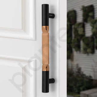 Plantex 15 Inch Main Door Handle for Wooden Doors - Pull-Push Handle Accessories (Pack of 1, Rose Gold, Black) - 3 Years Warranty