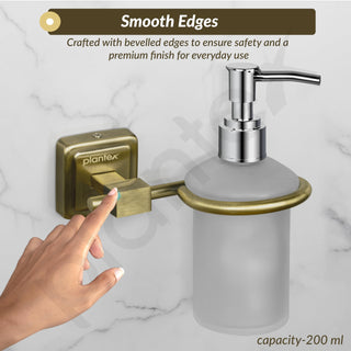 Plantex 304 Grade Stainless Steel Liquid Soap Dispenser/Shampoo Dispencer/Handwash Bottle Stand - Decan (Brass Antique)