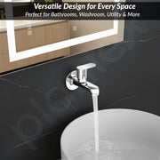 Plantex Pure Brass Bib Cock Water Tap for Bathroom with Water Saving Aerator/Wall Mount Tap for Wash Basin with Teflon Tape & Wall Flange (Chrome)