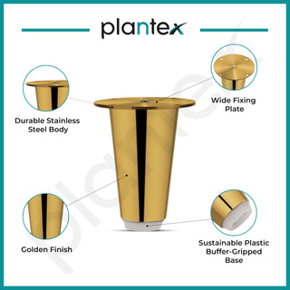 Plantex 3 Inch Sofa Legs for Bed Furniture/Sofa Legs for Table/Sofa Support Legs with Rubber Grip (Gold, 6 Pcs)