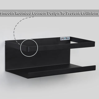 Plantex Carbon Steel Magnetic Spice Rack For Refrigerator,Spice Storage Fridge Shelf For Kitchen,Easy To Use,Drill Free-Bathroom Accessories-Wall Mount & Railing Mount, Floating Shelves (Black)