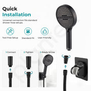 Plantex Hand Shower for Bathroom/6 Mode Multifunctional Shower/5-Inch ABS Plastic Silicone Handheld Shower Head/Easy Mode Switching – (Black, H-627)